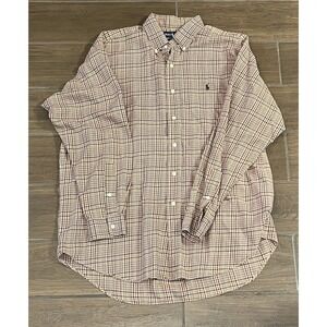 RALPH LAUREN Blake Plains Brown Men's Large Shirt Pony